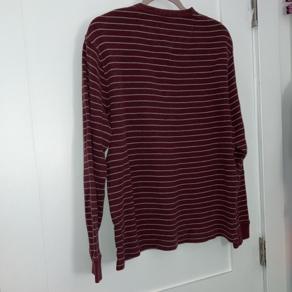 Men's size large waffle fabric Burgundy gray Striped Henley Shirt Indian cotton - Picture 13 of 13